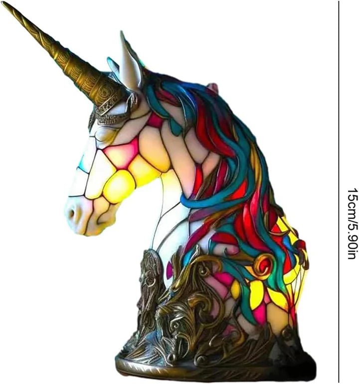 Buntglas-Einhornlampe