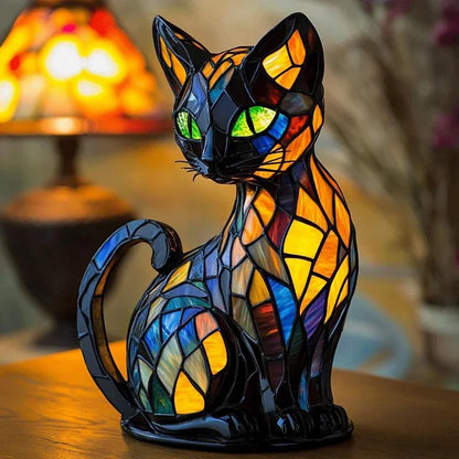 Katzenlampe aus Buntglas