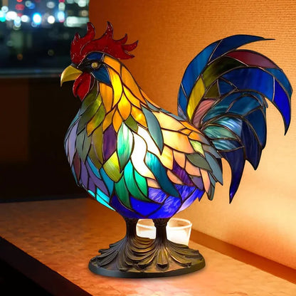 Buntglas-Hahnenlampe