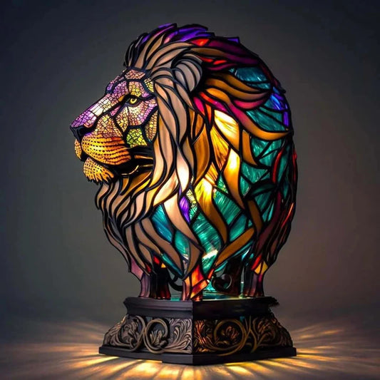 Buntglas-Löwenlampe