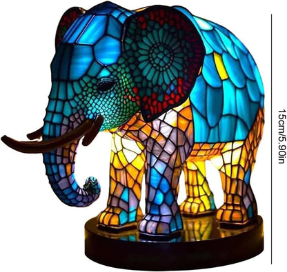 Buntglas-Elefantenlampe
