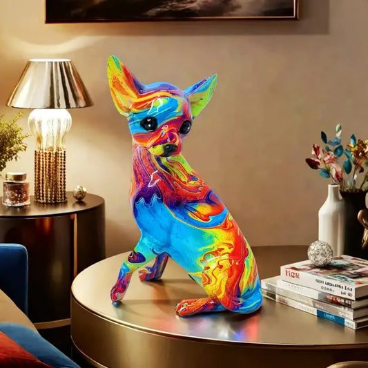 Bunte Harz-Chihuahua-Lampe