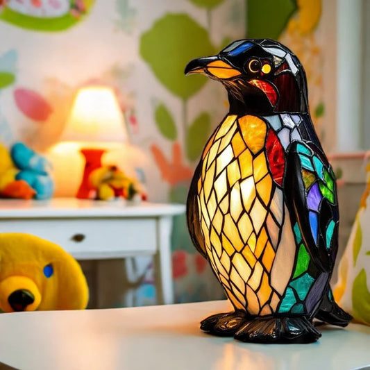 Buntglas-Pinguin-Lampe