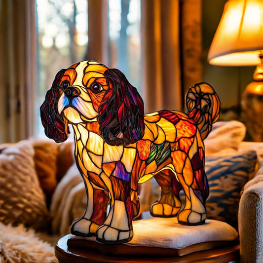 Buntglas-Cavalier-King-Charles-Spaniel-Lampe