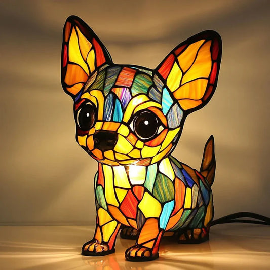 Buntglas-Chihuahua-Lampe