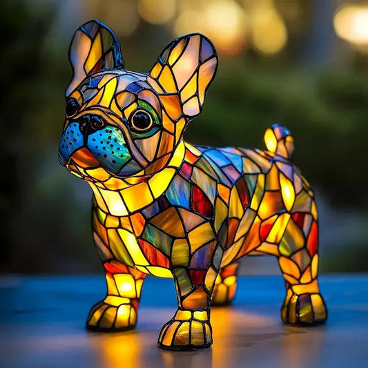 Buntglas-Französische-Bulldogge-Lampe