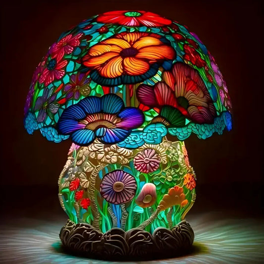 Buntglas-Pilzlampe