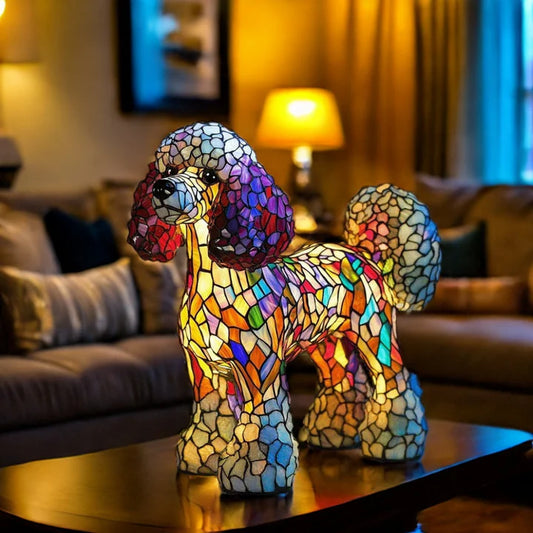 Buntglas-Pudel-Lampe