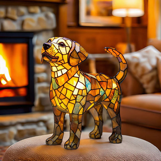 Buntglas-Beaglewelpen-Lampe