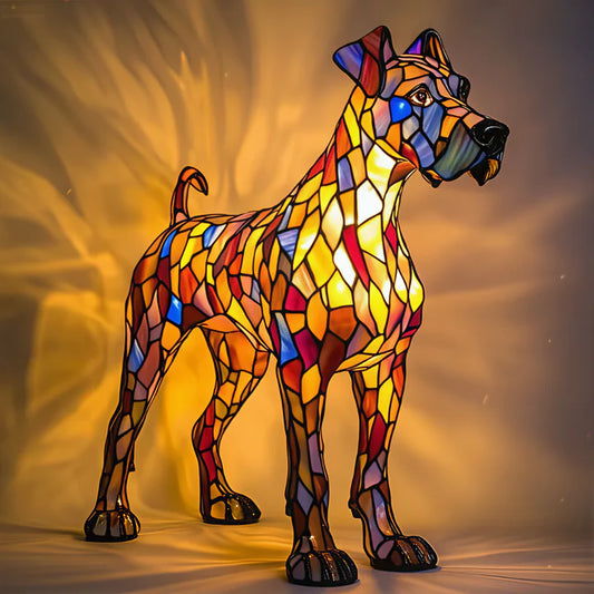 Buntglas-Doggenwelpen-Lampe