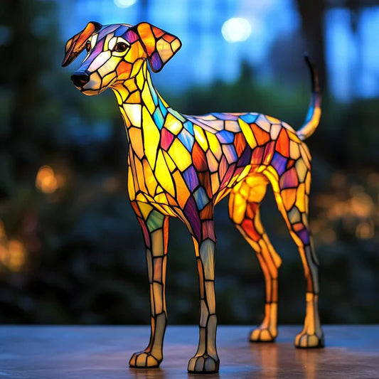 Buntglas-Whippet-Lampe