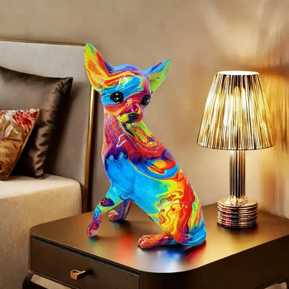 Bunte Harz-Chihuahua-Lampe
