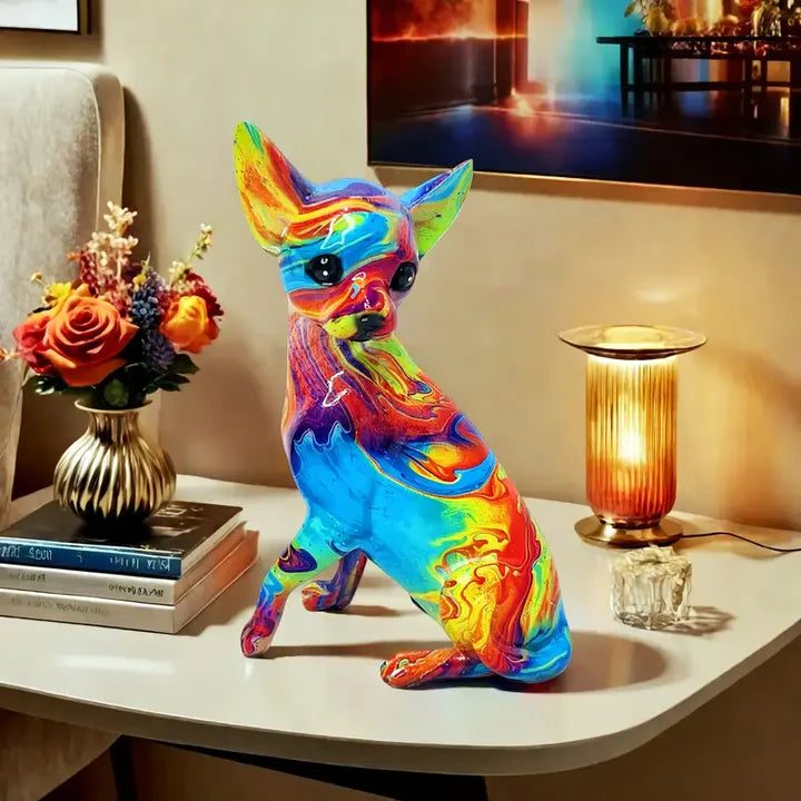 Bunte Harz-Chihuahua-Lampe