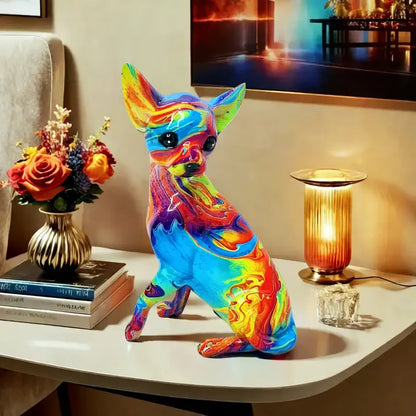 Bunte Harz-Chihuahua-Lampe